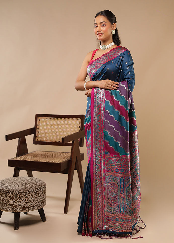 Multicolor Dupion Silk Saree With Blouse Piece