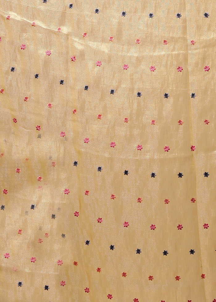 Cream Tissue Silk Saree With Blouse Piece