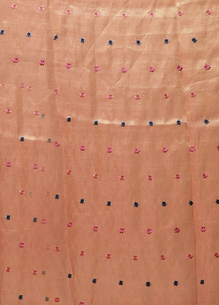 Peach Tissue Silk Saree With Blouse Piece