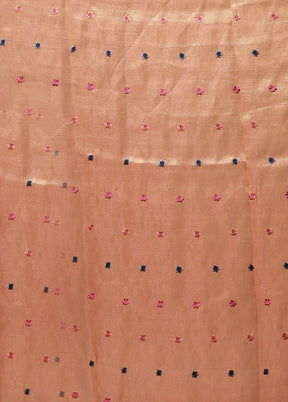 Peach Tissue Silk Saree With Blouse Piece