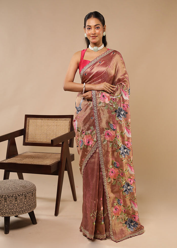 Purple Tissue Silk Saree With Blouse Piece