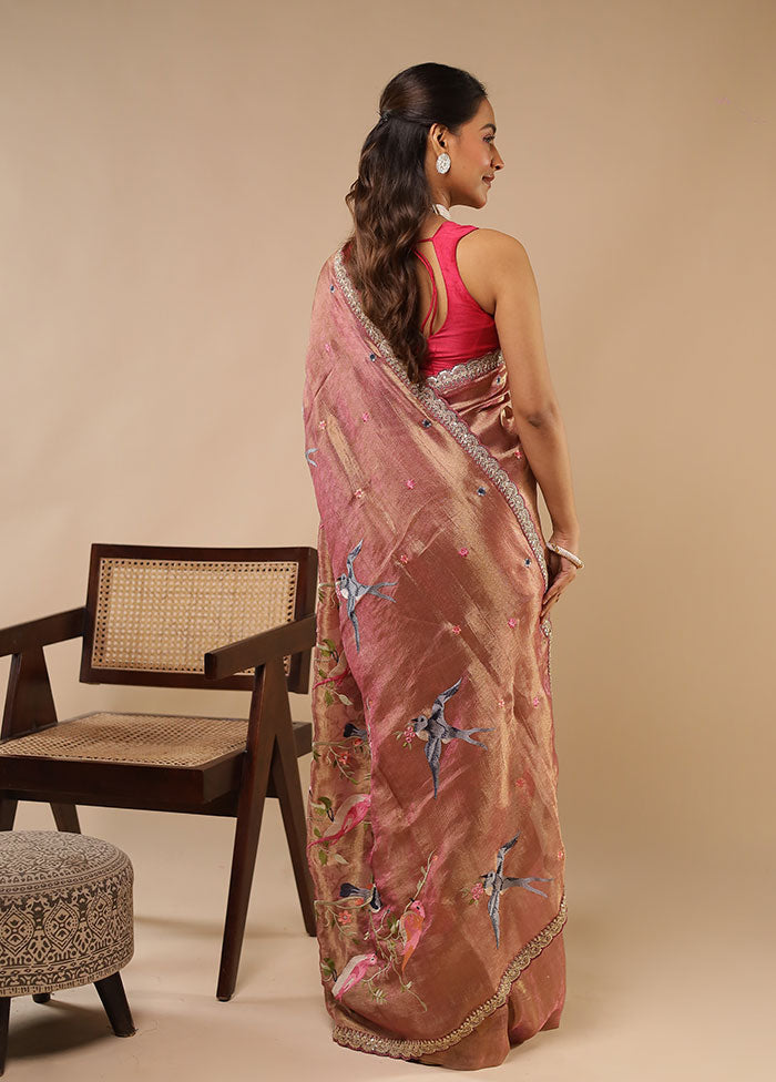 Purple Tissue Silk Saree With Blouse Piece