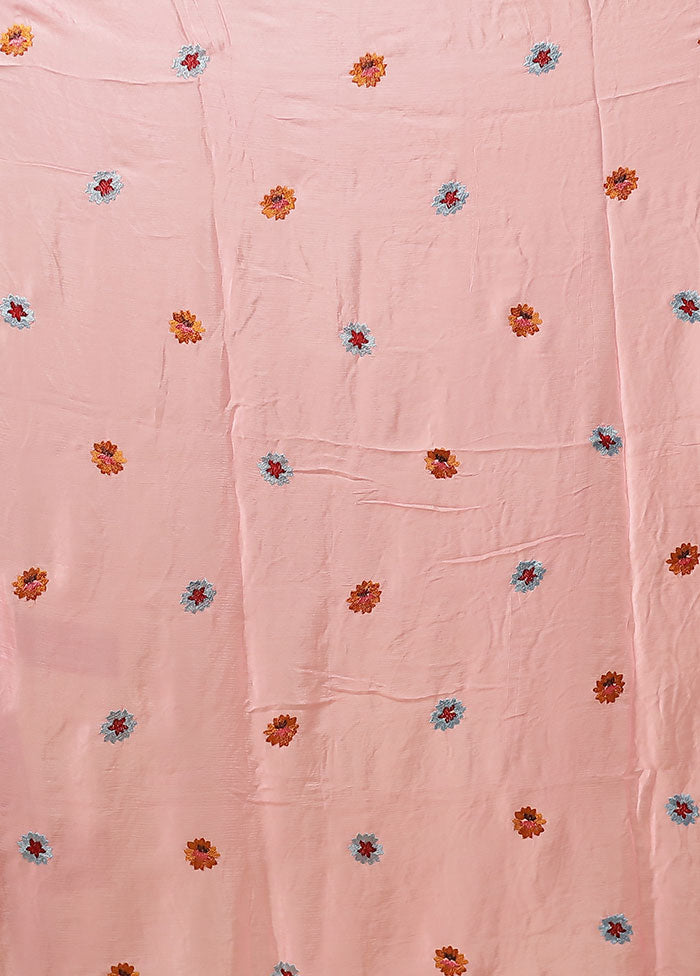 Pink Chiffon Silk Saree With Blouse Piece