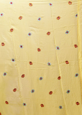 Yellow Chiffon Silk Saree With Blouse Piece