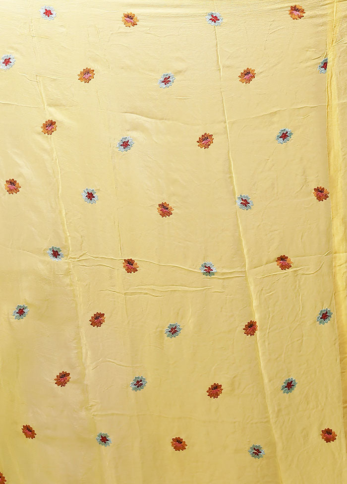 Yellow Chiffon Silk Saree With Blouse Piece