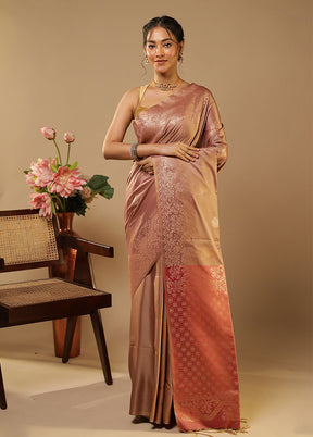 Pink Kanjivaram Silk Saree With Blouse Piece