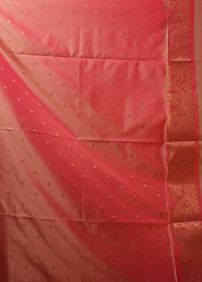 Pink Kanjivaram Silk Saree With Blouse Piece