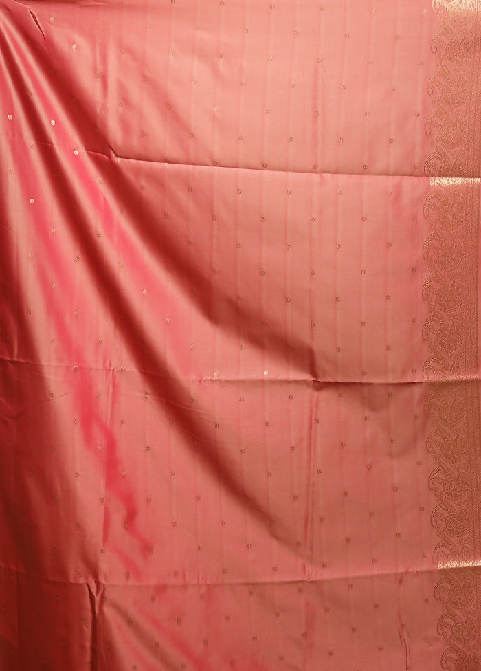 Pink Kanjivaram Silk Saree With Blouse Piece