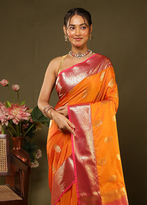 Orange Kanjivaram Silk Saree With Blouse Piece