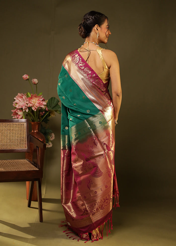 Green Kanjivaram Silk Saree With Blouse Piece