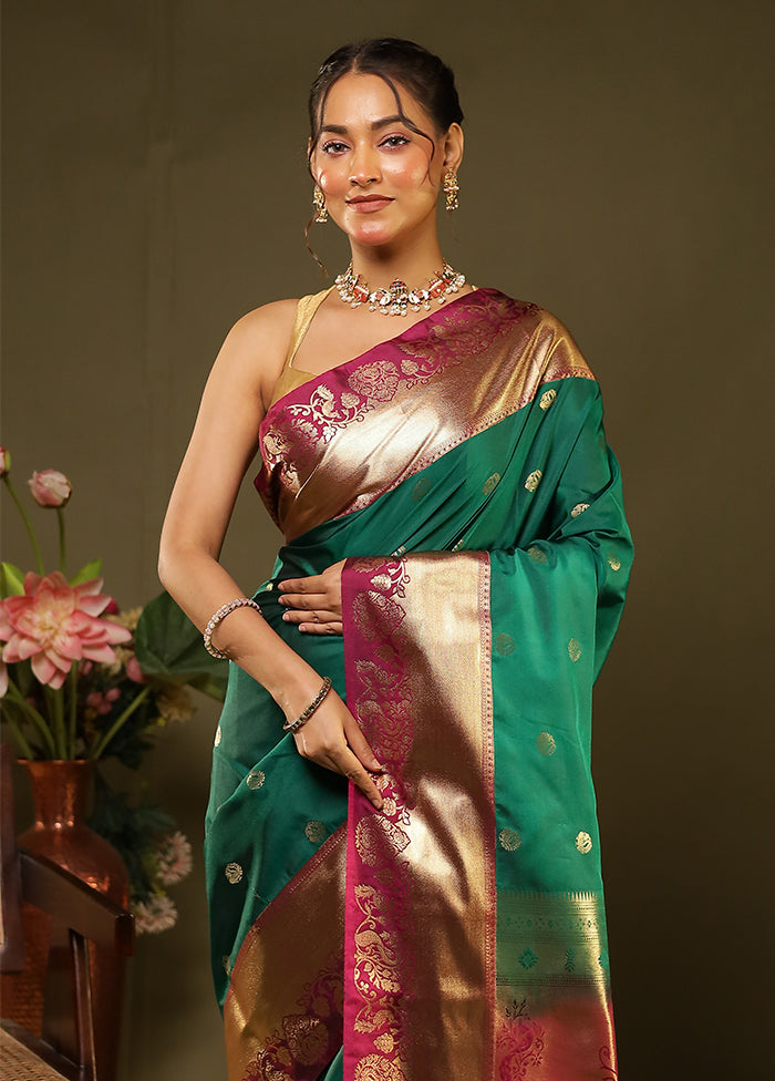 Green Kanjivaram Silk Saree With Blouse Piece