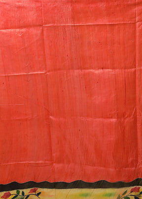 Multicolor Handloom Tussar Pure Silk Saree With Blouse Piece