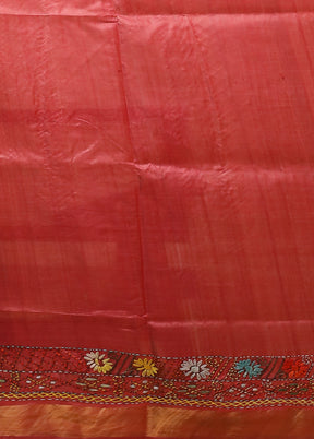 Multicolor Handloom Tussar Pure Silk Saree With Blouse Piece