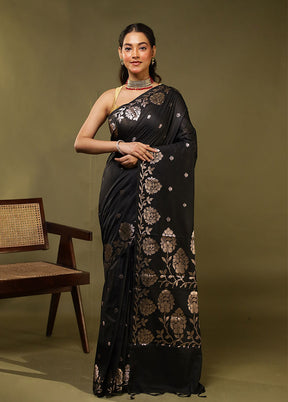 Black Cotton Saree With Blouse Piece