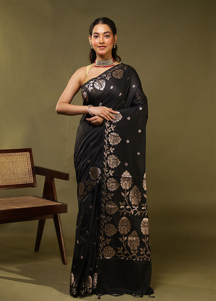 Black Cotton Saree With Blouse Piece