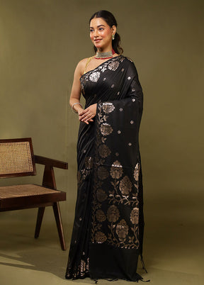 Black Cotton Saree With Blouse Piece