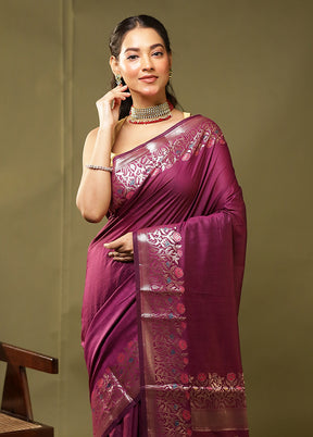 Purple Cotton Saree With Blouse Piece