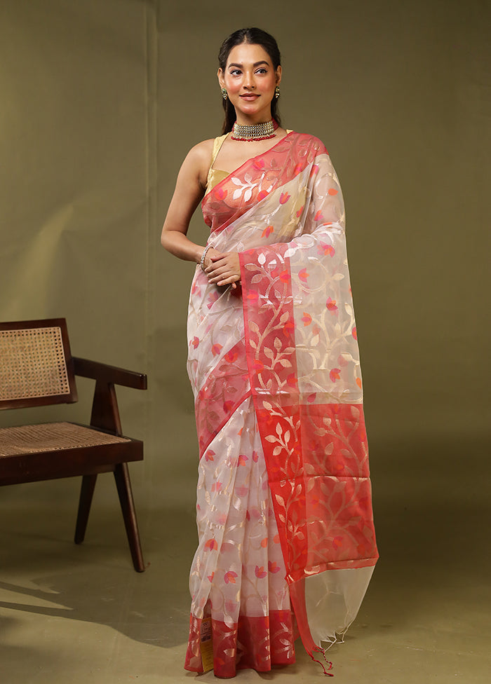 White Organza Saree With Blouse Piece