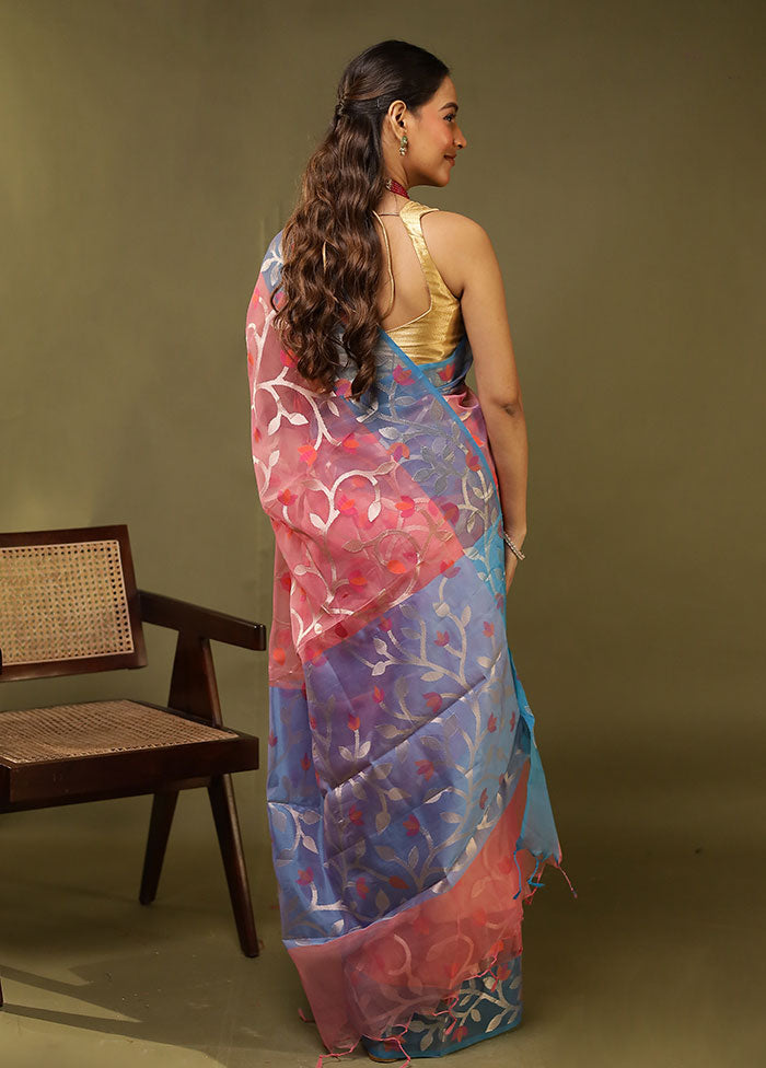 Pink Organza Saree With Blouse Piece