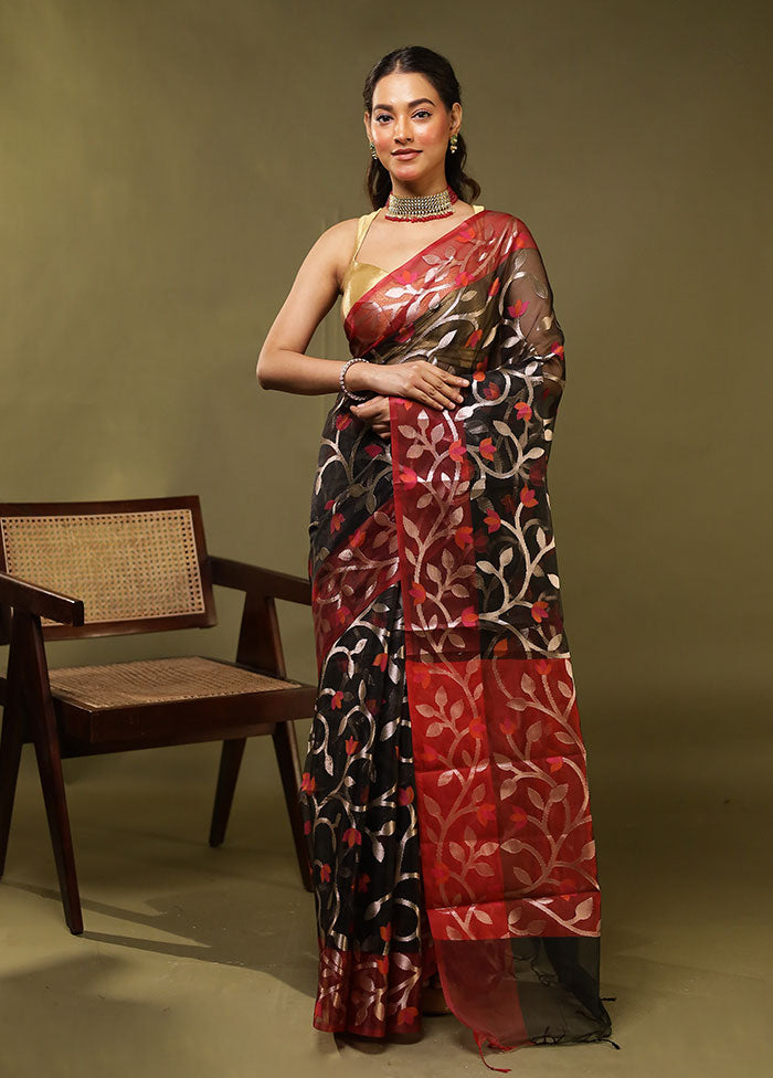 Black Organza Saree With Blouse Piece