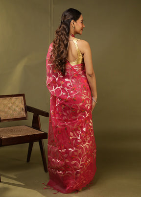 Pink Organza Saree With Blouse Piece