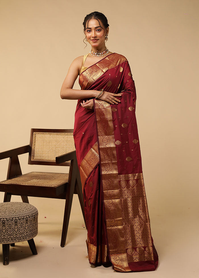 Purple Kanjivaram Silk Saree With Blouse Piece