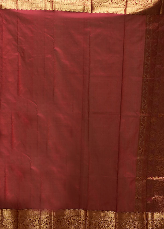 Purple Kanjivaram Silk Saree With Blouse Piece