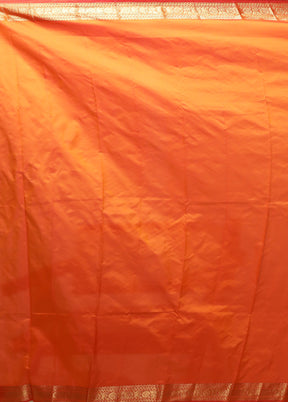 Orange Kanjivaram Silk Saree With Blouse Piece