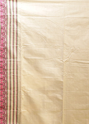 Cream Assam Silk Saree With Blouse Piece