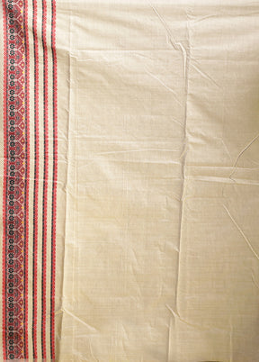 Cream Assam Silk Saree With Blouse Piece