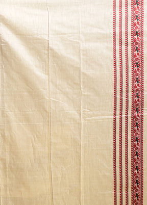 Cream Assam Silk Saree With Blouse Piece