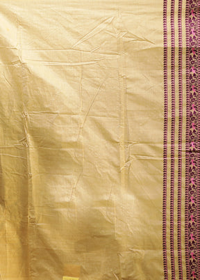 Cream Assam Silk Saree With Blouse Piece