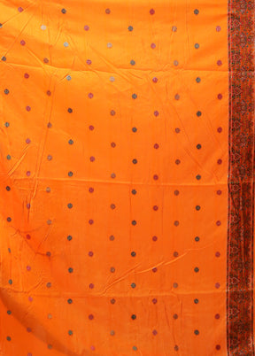 Orange Dupion Silk Saree With Blouse Piece
