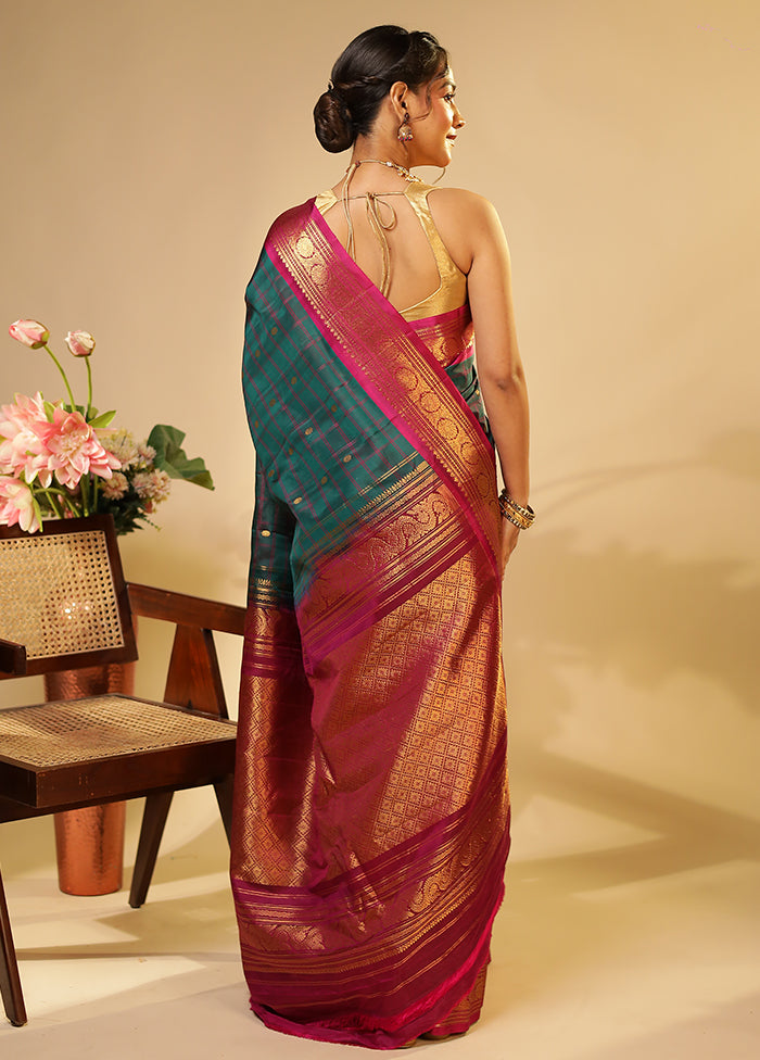 Green Gadwal Pure Silk Saree Without Blouse Piece