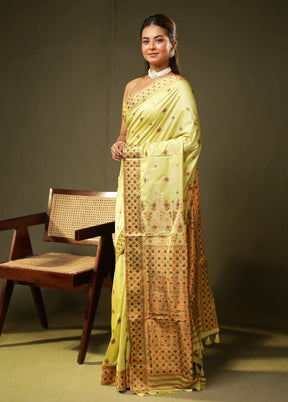 Green Assam Silk Saree With Blouse Piece