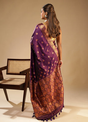 Purple Assam Silk Saree With Blouse Piece