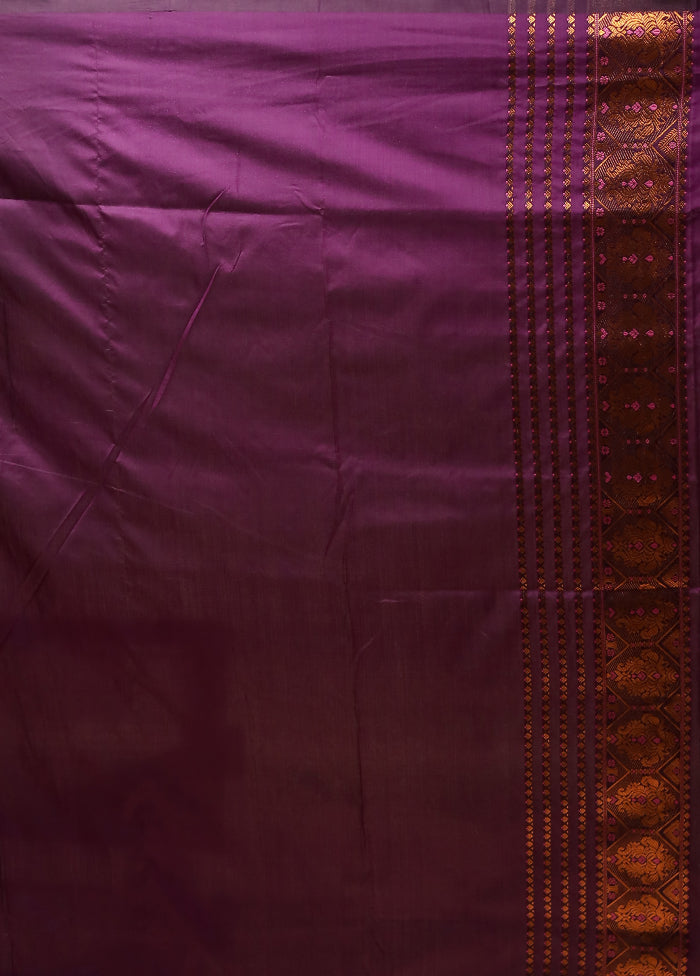 Purple Assam Silk Saree With Blouse Piece