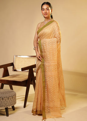 Peach Matka Silk Saree With Blouse Piece
