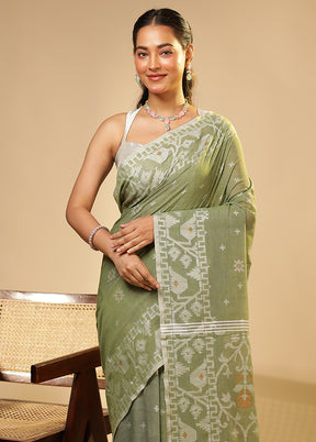 Green Matka Silk Saree With Blouse Piece