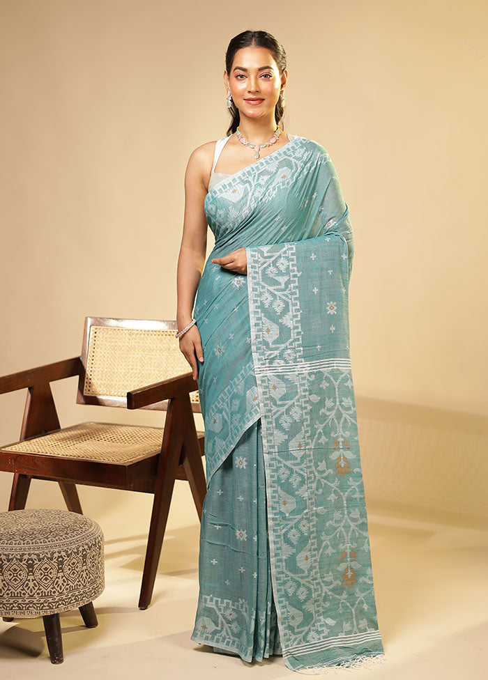 Green Matka Silk Saree With Blouse Piece