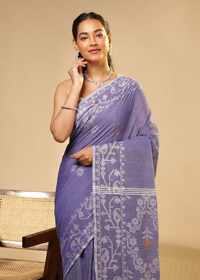 Blue Matka Silk Saree With Blouse Piece