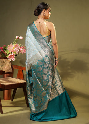 Green Banarasi Silk Saree With Blouse Piece