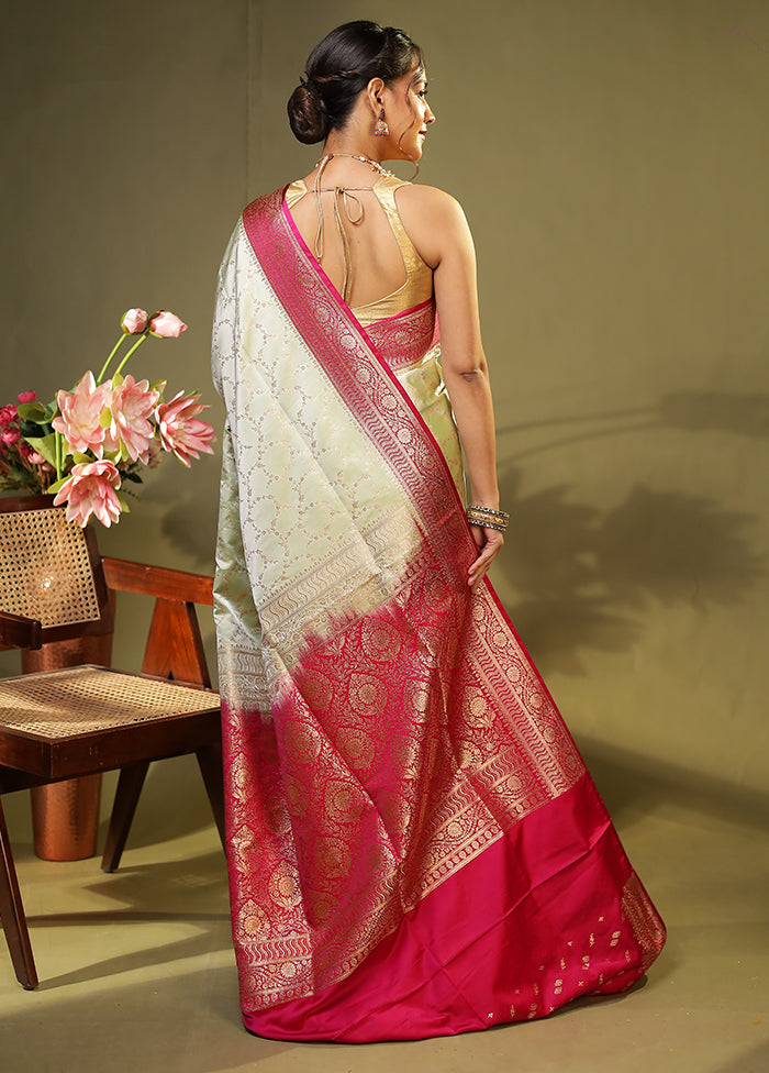 Green Banarasi Silk Saree With Blouse Piece