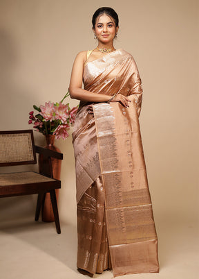 Cream Dupion Silk Saree With Blouse Piece