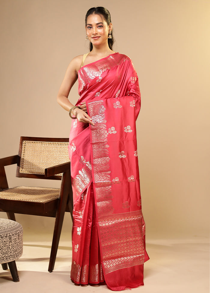 Pink Dupion Silk Saree With Blouse Piece