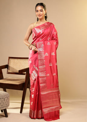 Pink Dupion Silk Saree With Blouse Piece