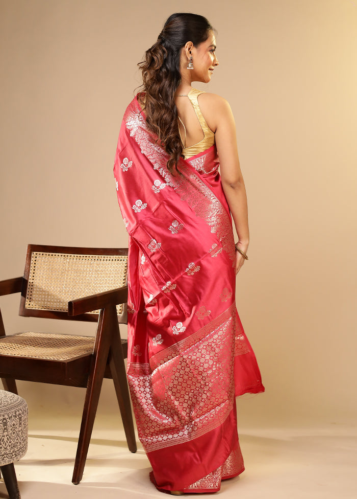 Pink Dupion Silk Saree With Blouse Piece