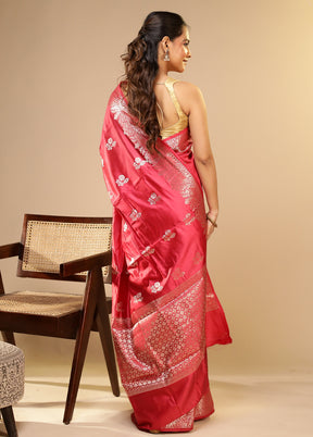 Pink Dupion Silk Saree With Blouse Piece