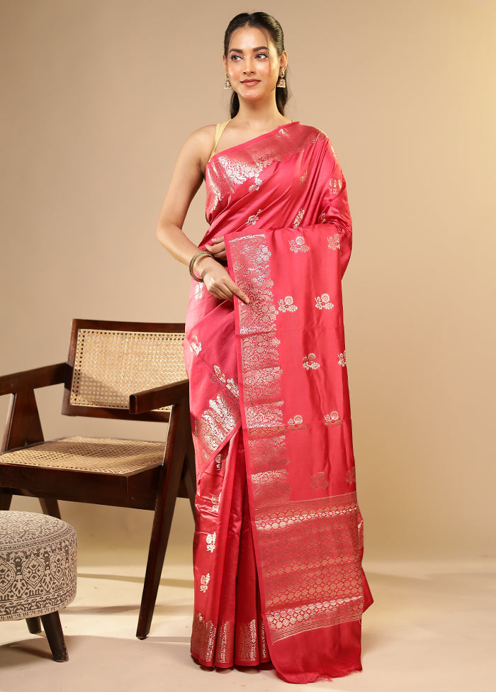 Pink Dupion Silk Saree With Blouse Piece