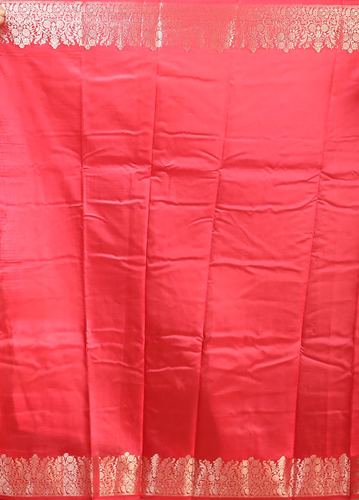 Pink Dupion Silk Saree With Blouse Piece